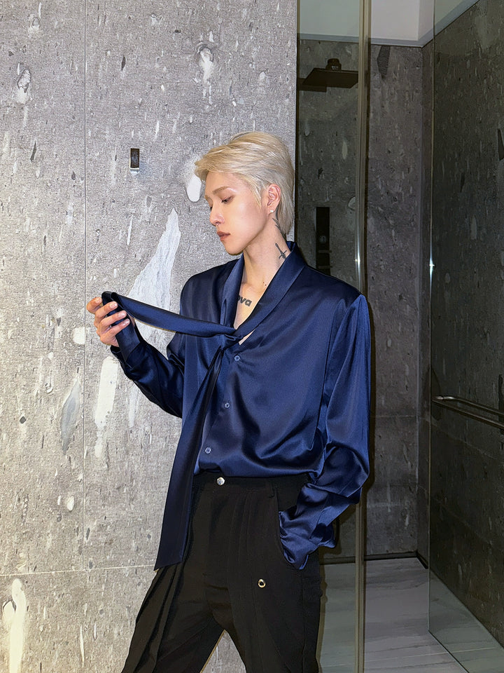 Acetate Satin Long Sleeve Shirt