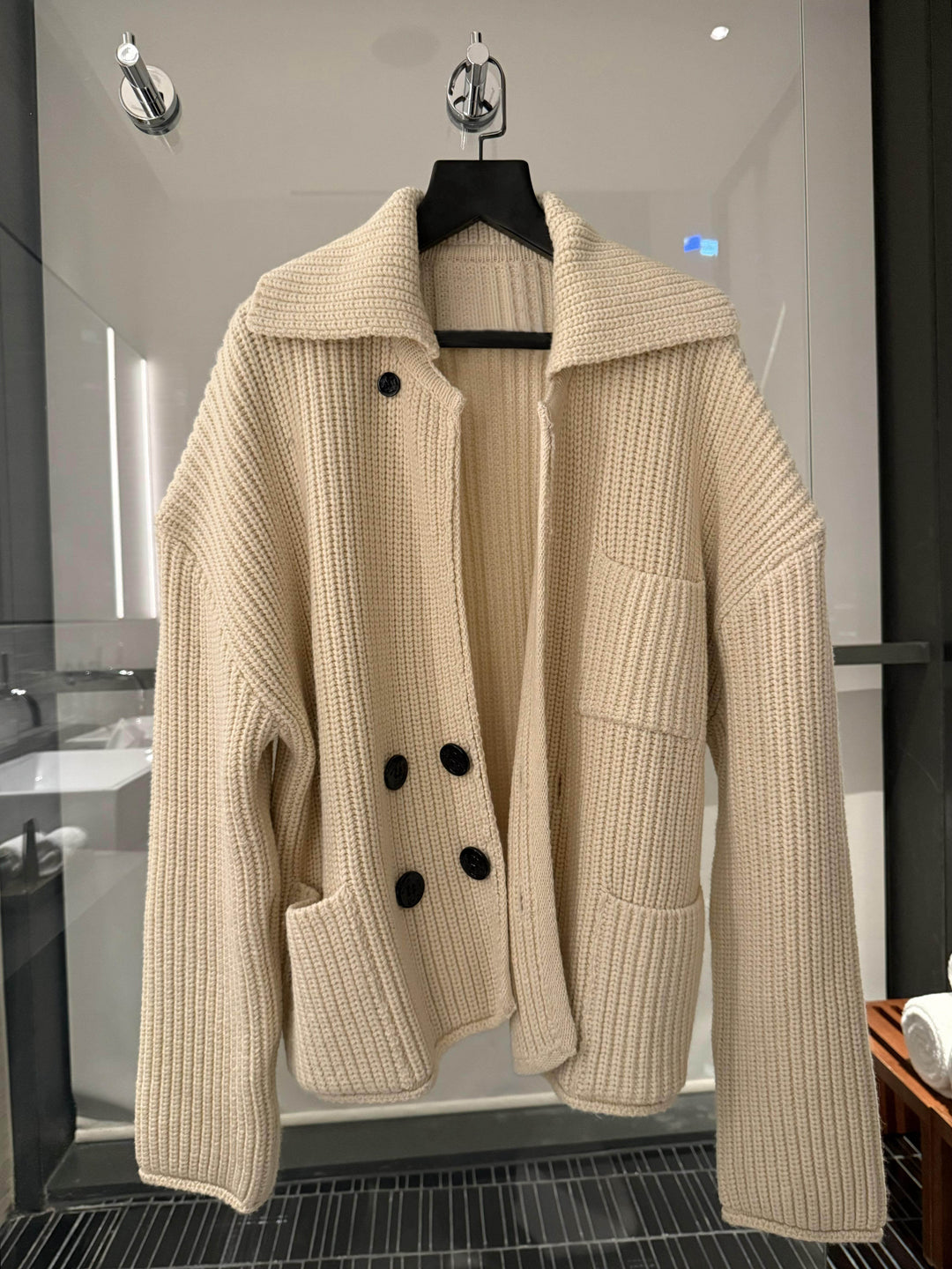 Cardigan de solapa de punto grueso para hombres