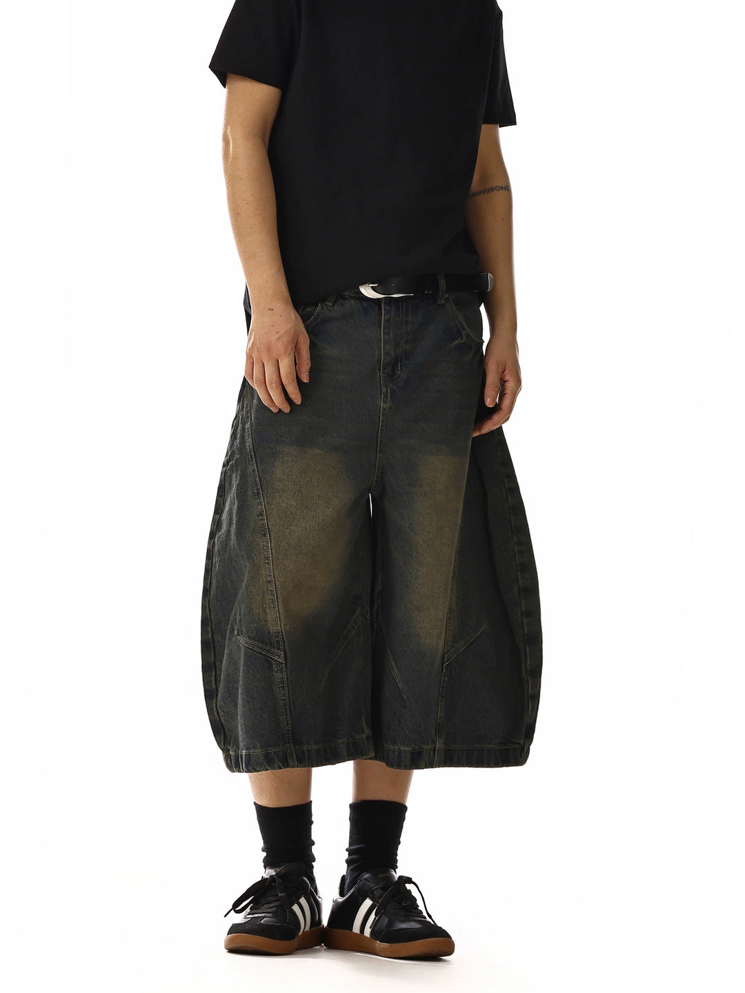 Wide-Leg Street Denim Shorts