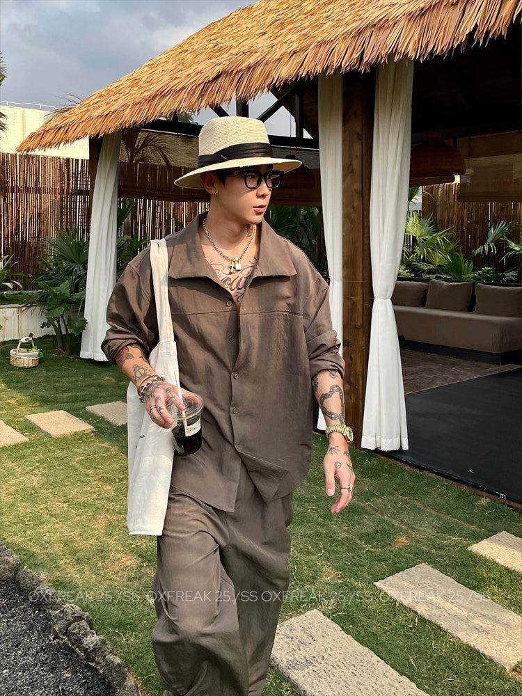 Relaxed Fit Casual Suit Shirt and Pants