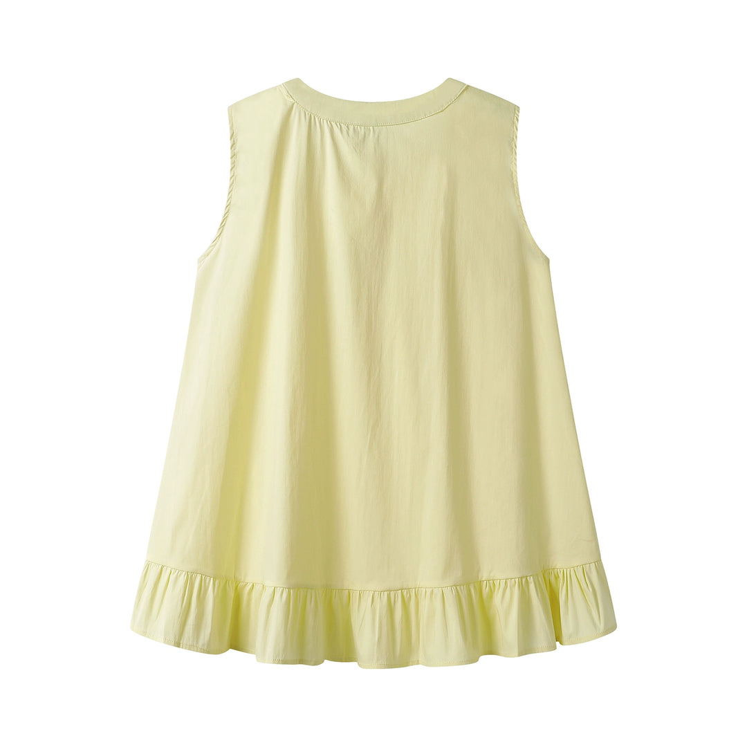 Sleeveless Bow Ruffle Hem Casual Top