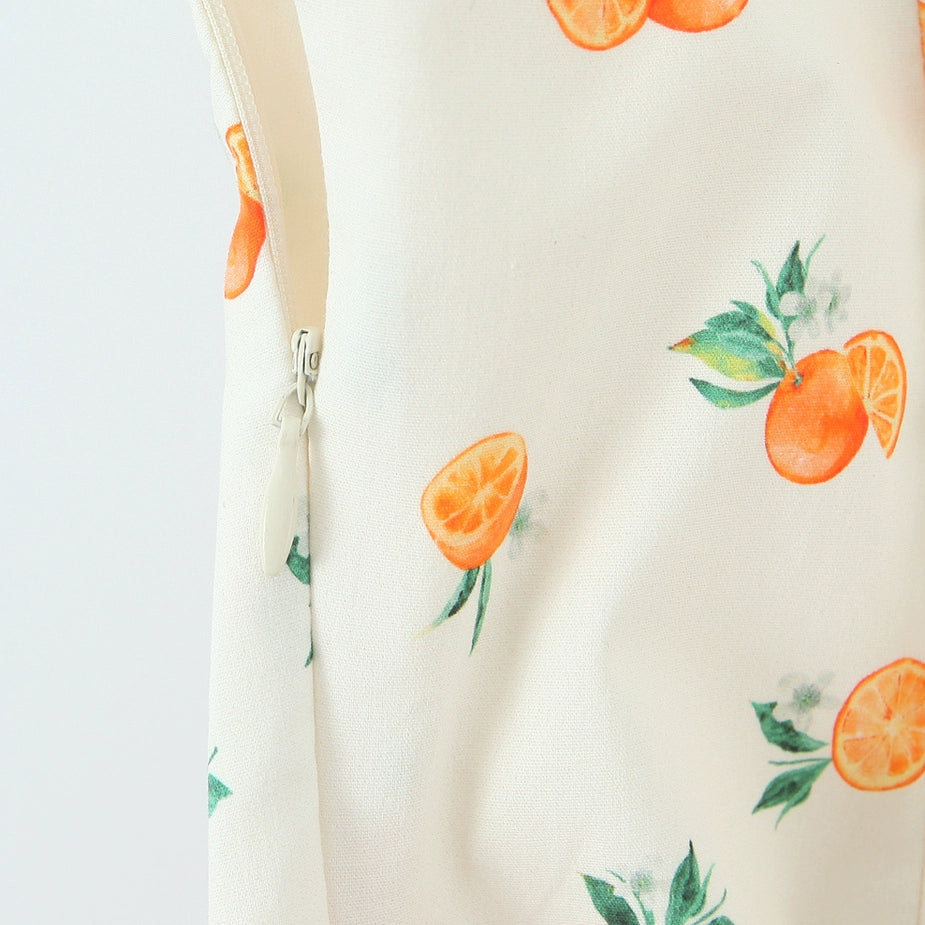 فستان صيفي بطباعة الفواكه مع أشرطة ربط