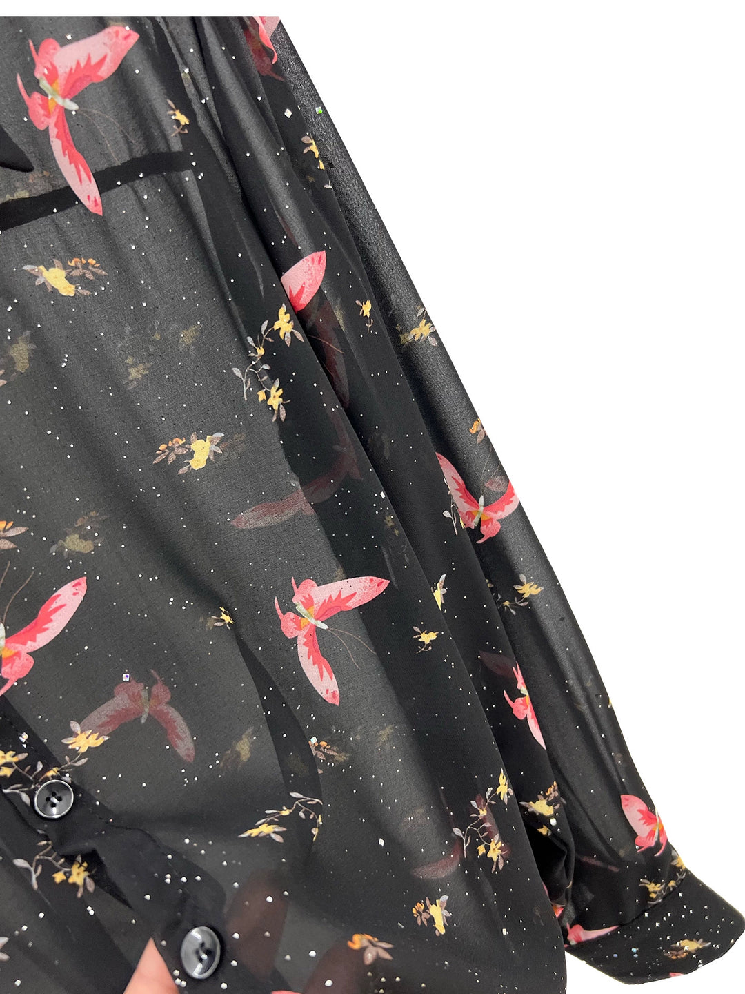 Mesh Butterfly Print Loose Fit Shirt