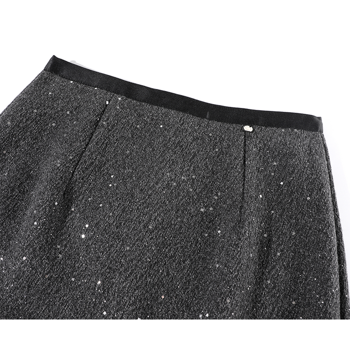 Sequin Wool A-Line Slit Skirt