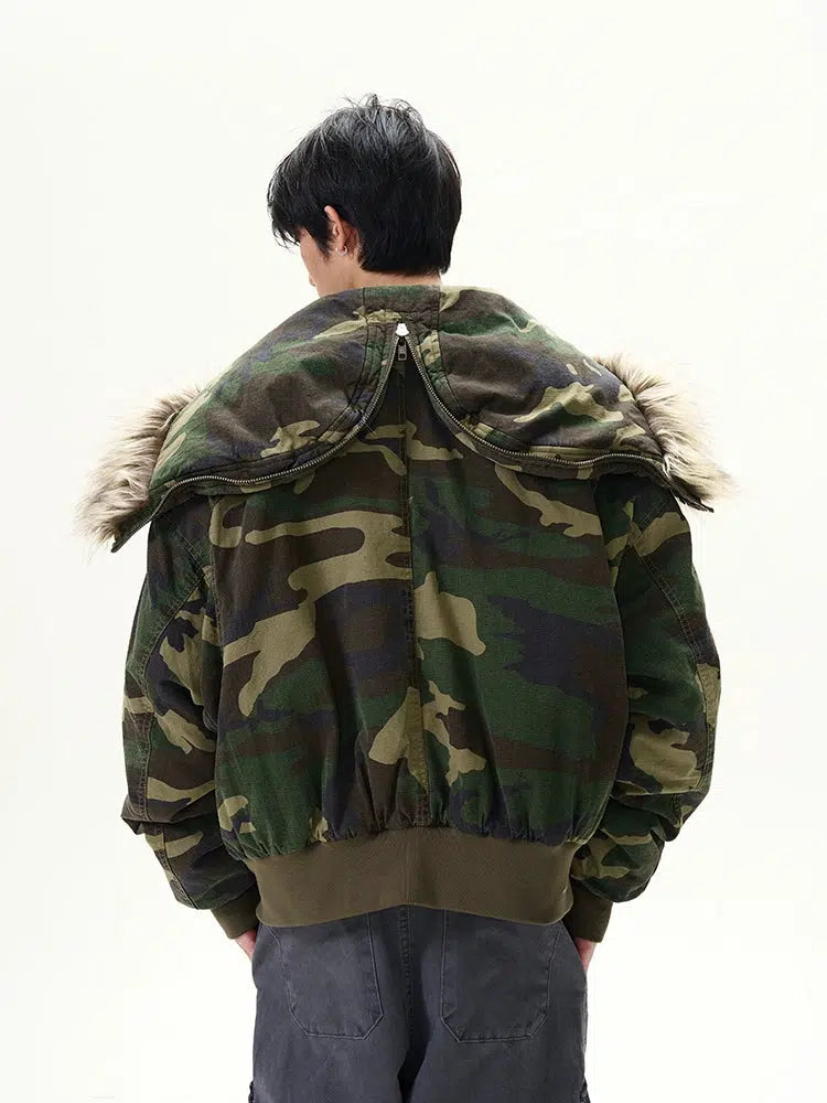 Fur Hood Camouflage Pilot Jacket