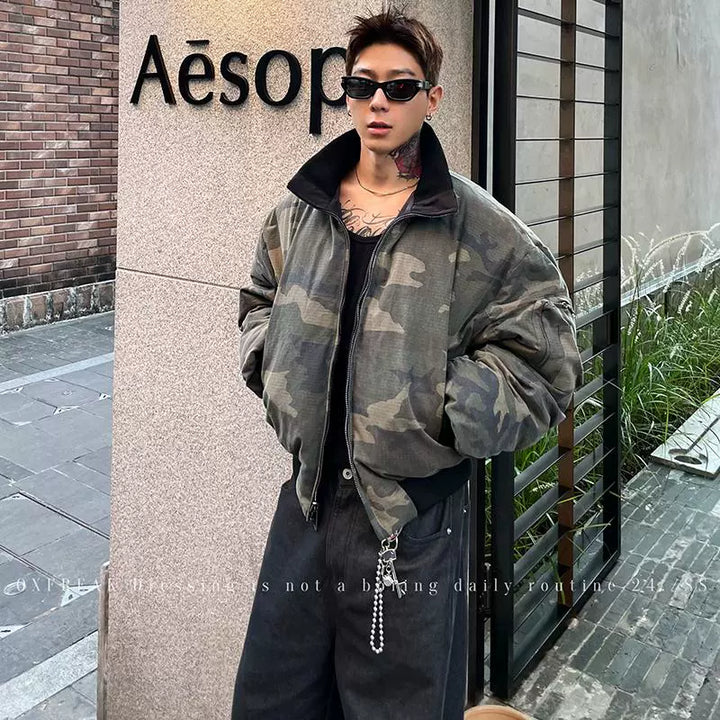 Reversible Camouflage Bomber Flight Jacket