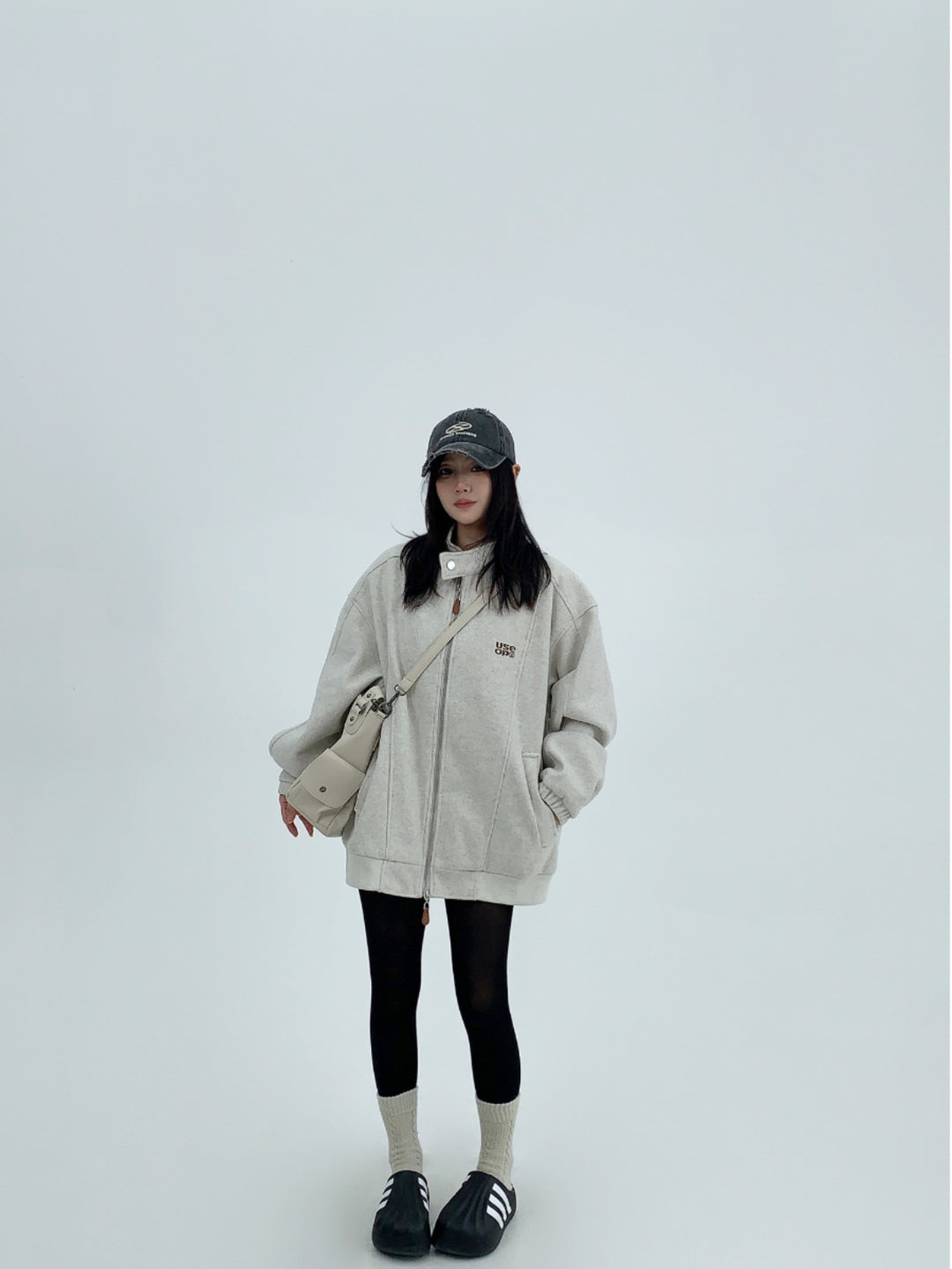 Stand Collar Woolen Jacket