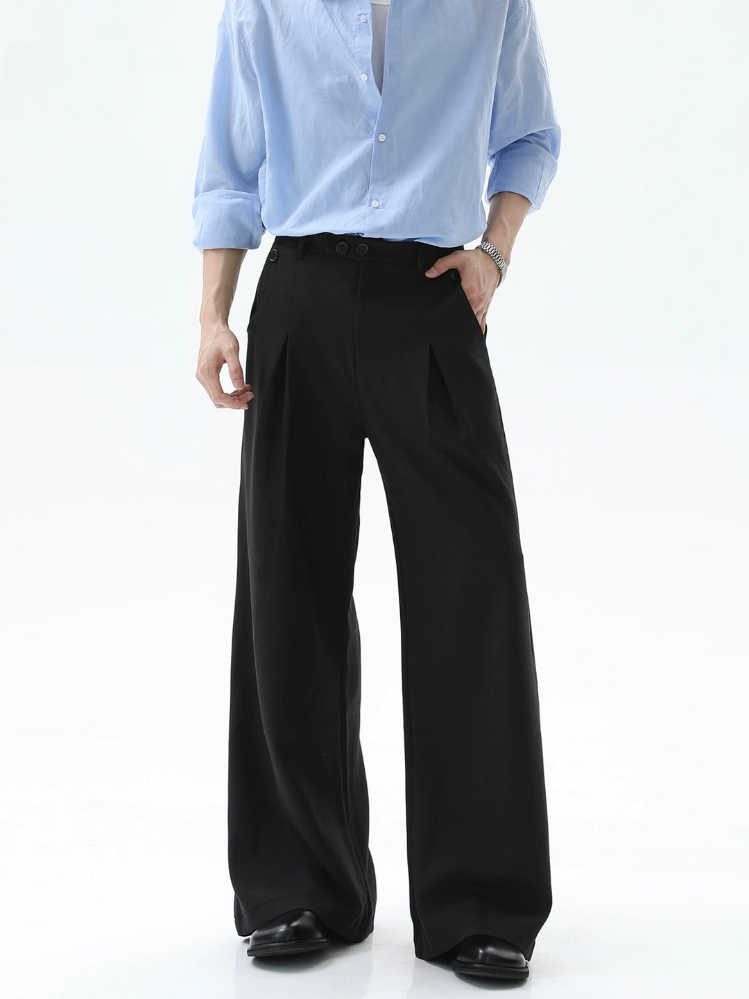Linen Pleated Straight Pants