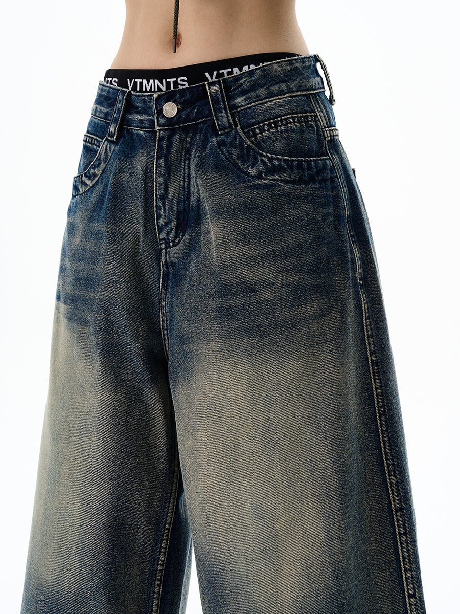 Wide-Leg Cropped Denim Shorts