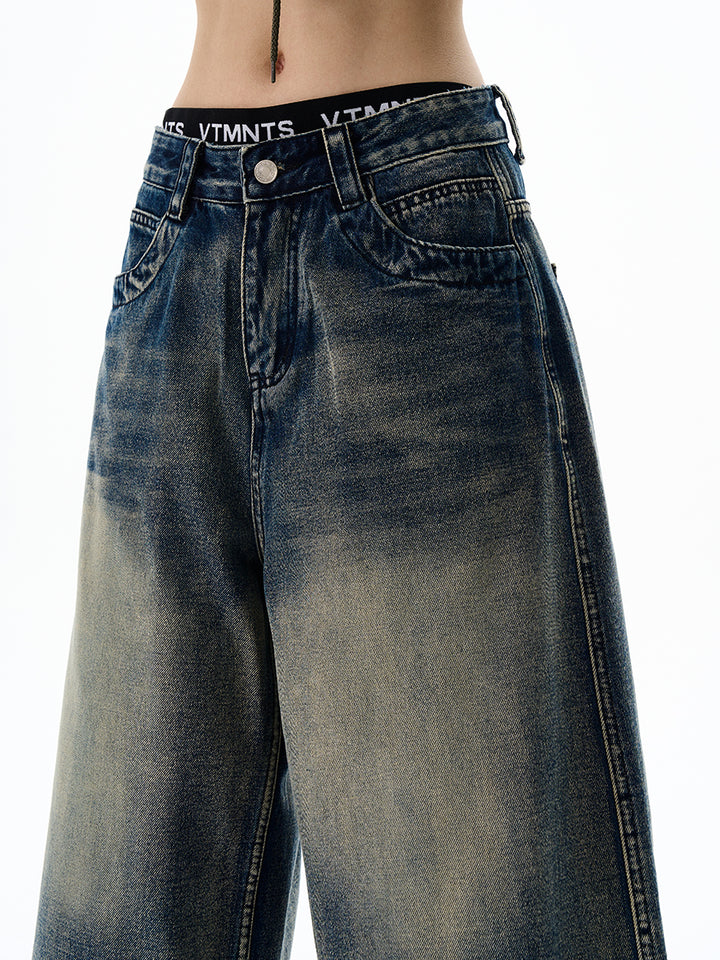 Wide-Leg Cropped Denim Shorts