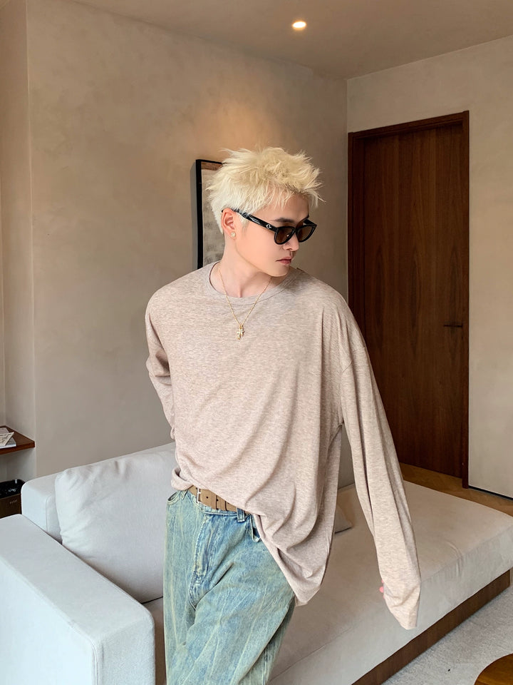 Camisa de pullover de manga larga de corte holgado