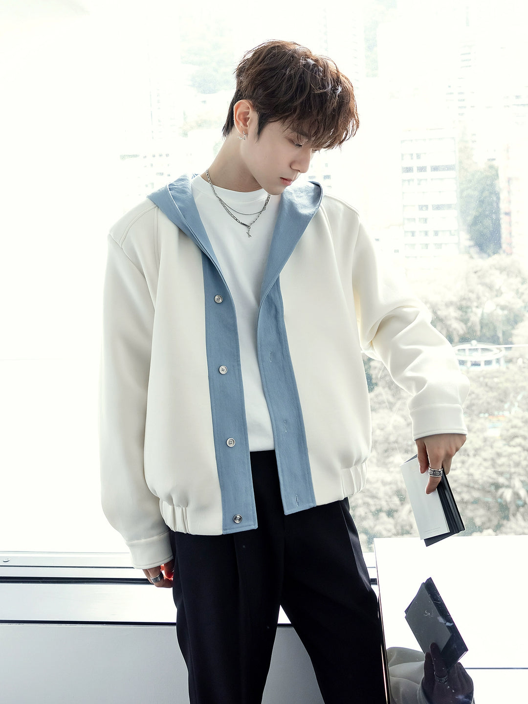 Hooded Button-Up Casual Jacket