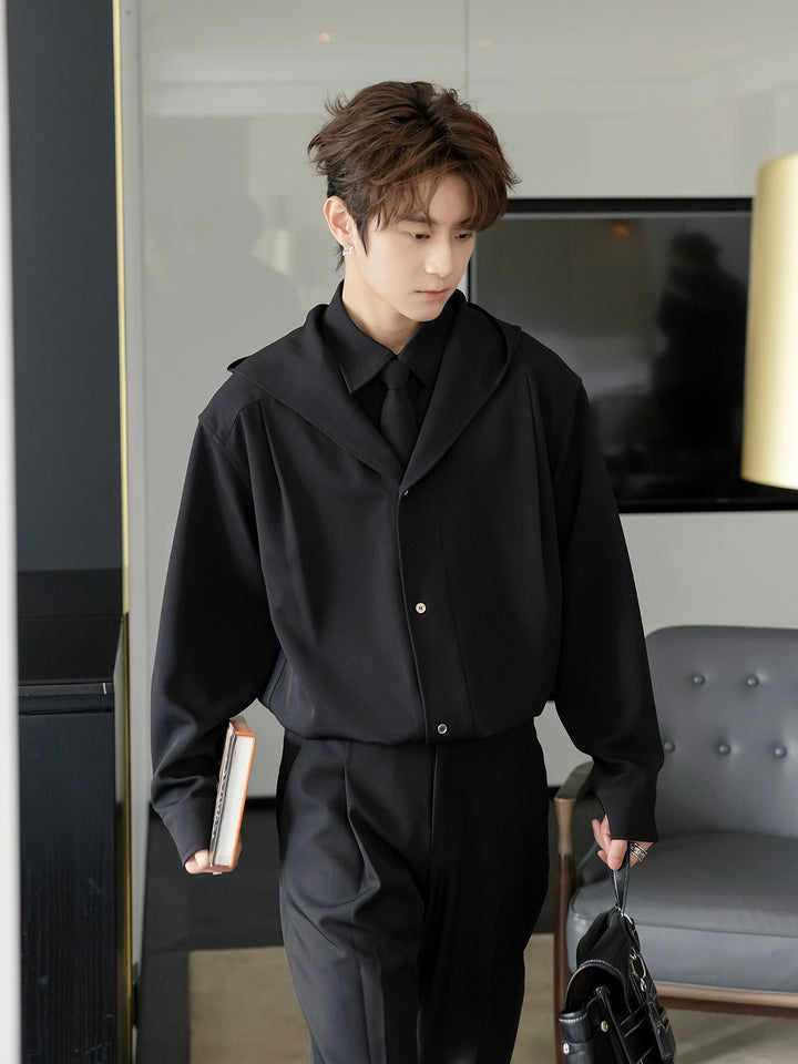False Collar Button-Down Shirt
