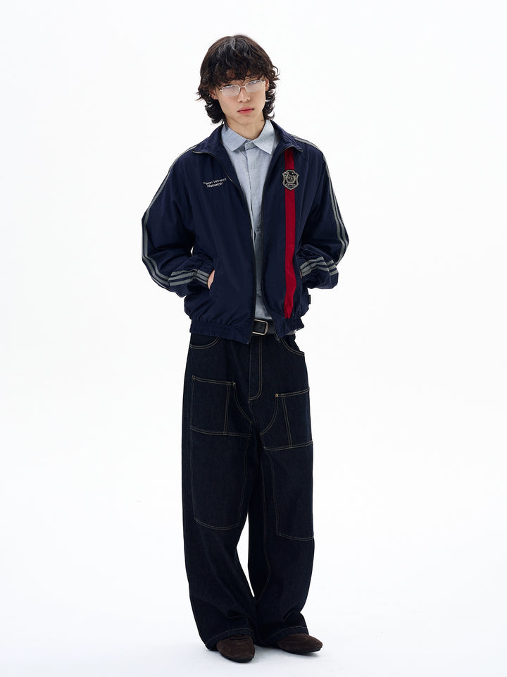 Retro Staande Kraag Jersey Stijl Sportjack