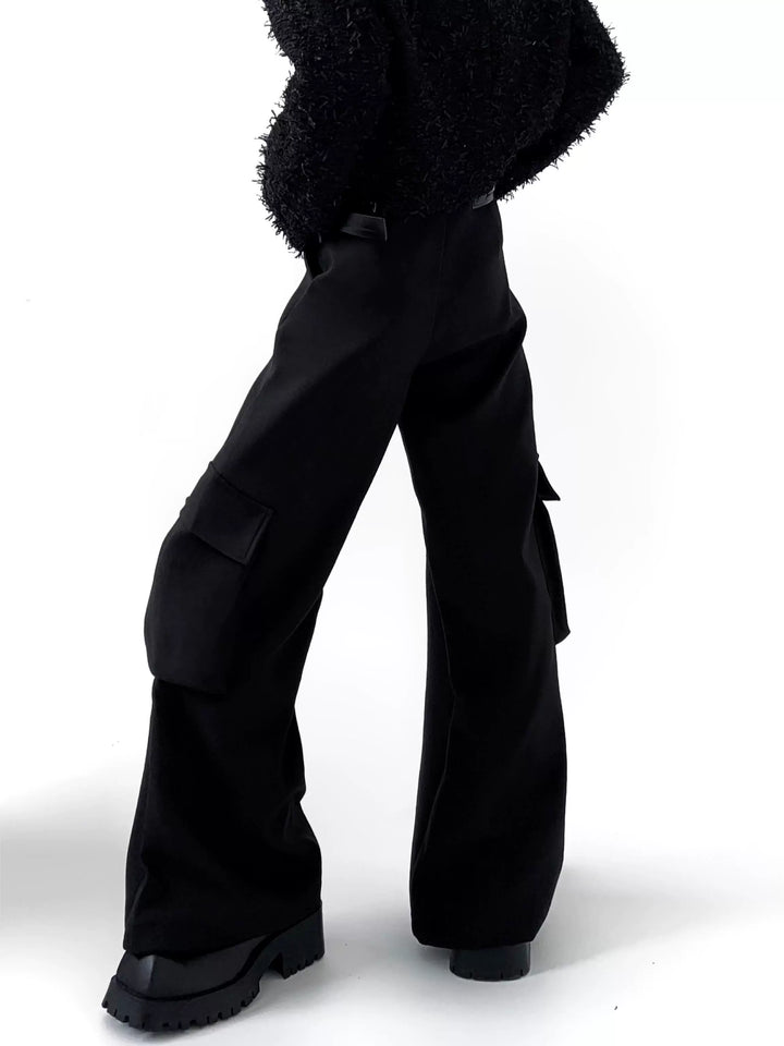 Wide-Leg Cargo Pants with Pockets