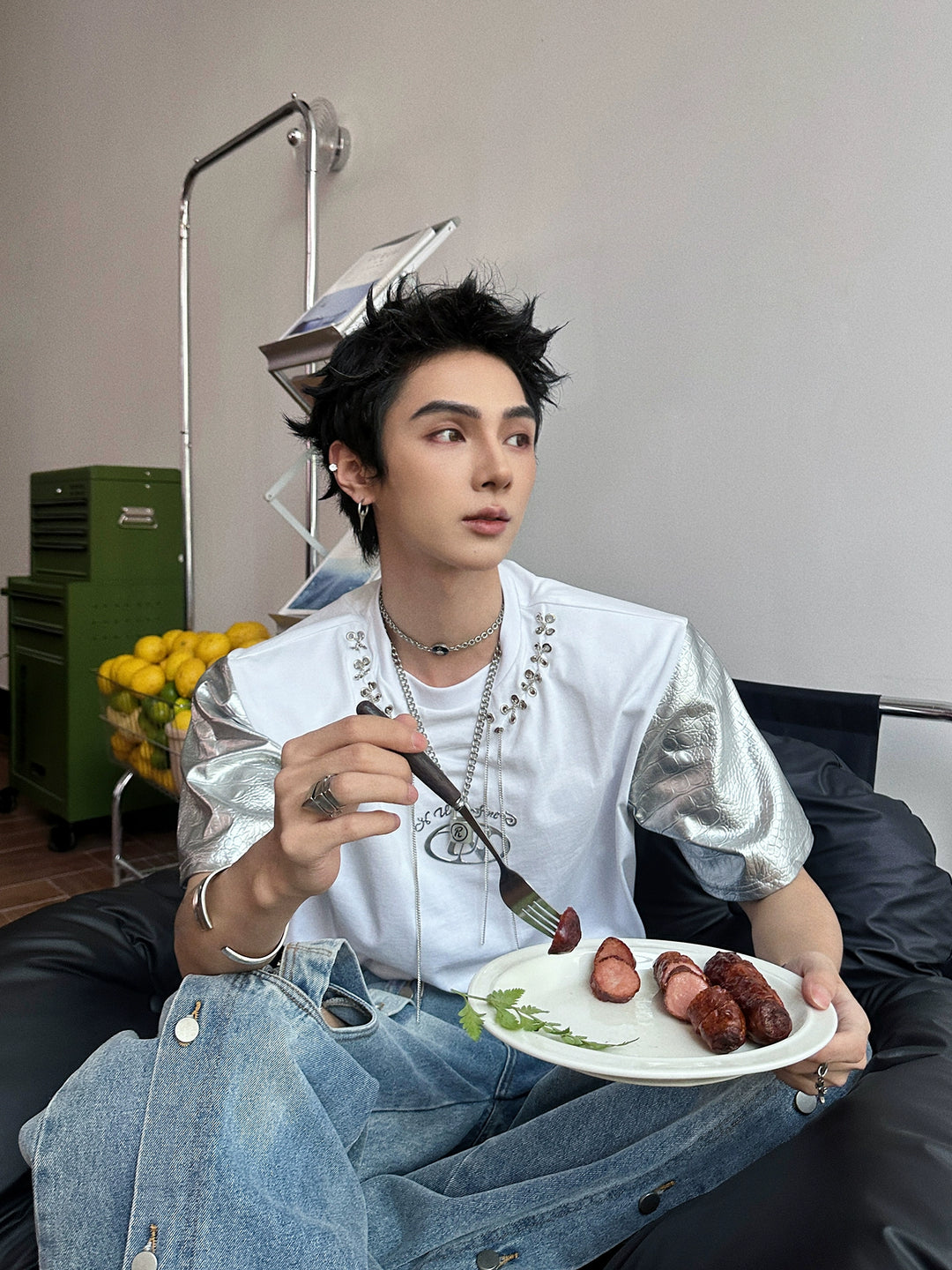 Loose Fit Cotton Mixed Fabric Pullover