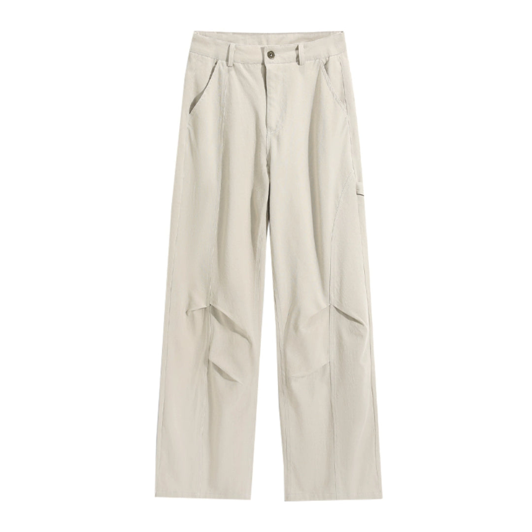 Pantalons décontractés droits plissés déstructurés en denim