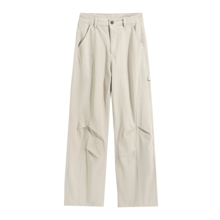 Pantalons décontractés droits plissés déstructurés en denim