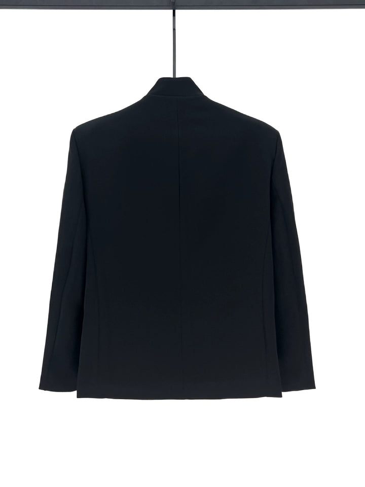 Black Stand Collar Casual Jacket