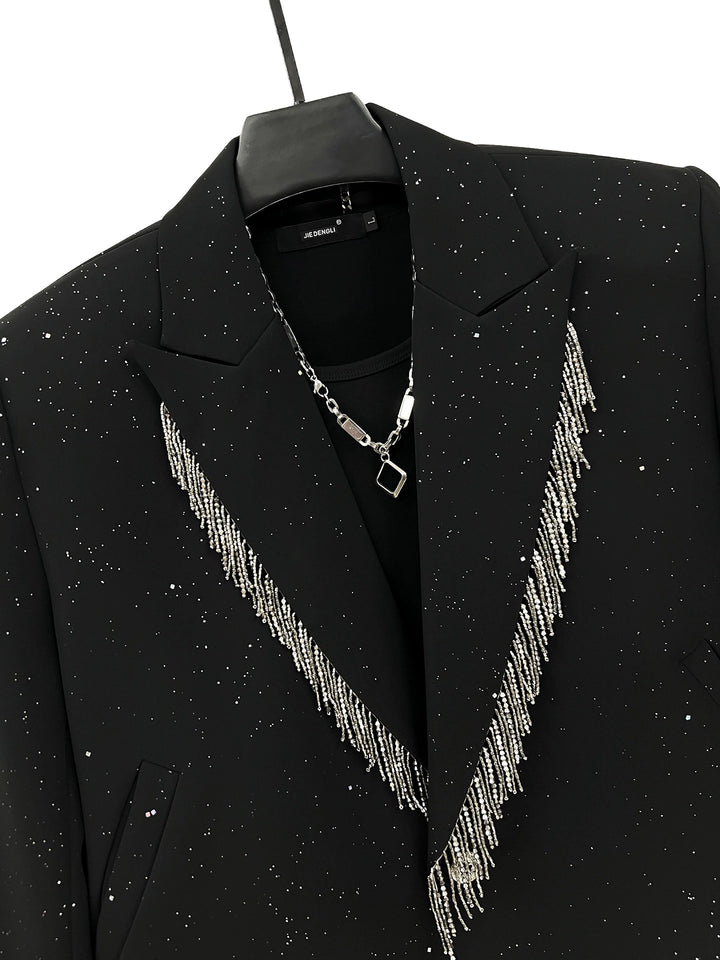 Fringe Detail Jacket and Flared Pants