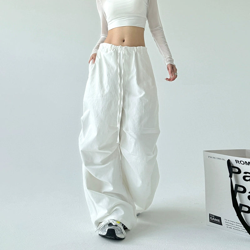 Wide-Leg Paratrooper Straight Sports Pants