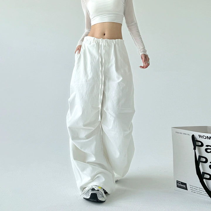 Wide-Leg Paratrooper Straight Sports Pants