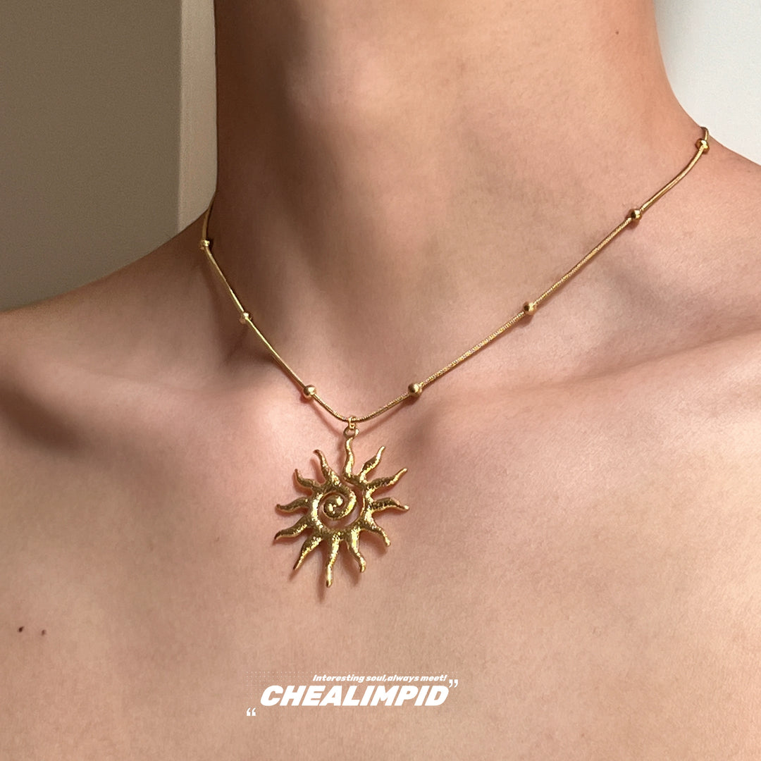 Sun God Pendant Necklace Clavicle Chain