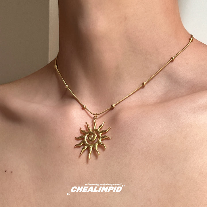 Sun God Pendant Necklace Clavicle Chain