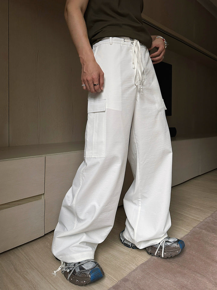 White Drawstring Cargo Pants