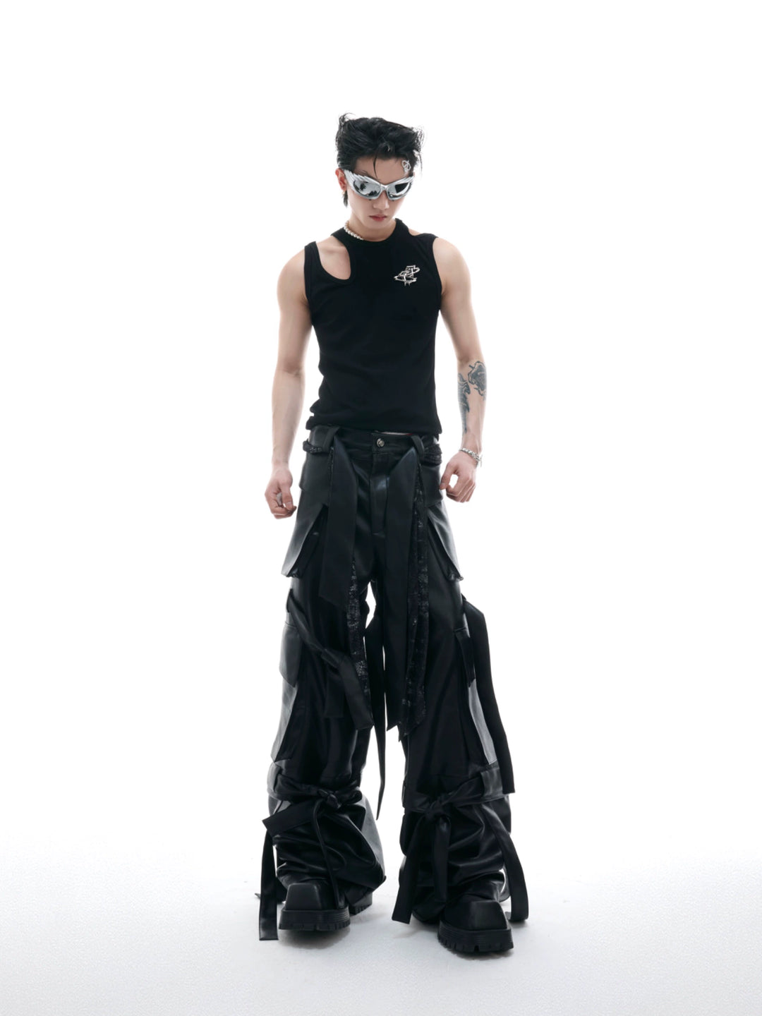 Hollow Slim Fit Metal Decor Vest