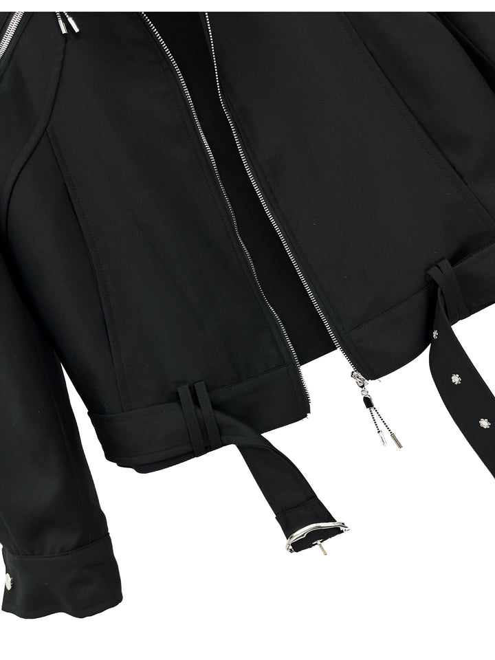 Padded Shoulders Zipper Jacket
