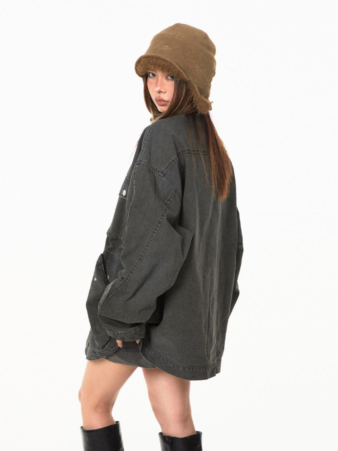 Distressed Denim Workwear Jacket