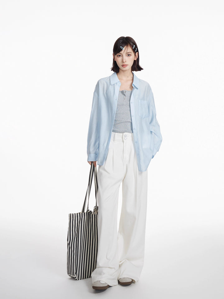 Lightweight Tencel Button-Up Shirt Coat