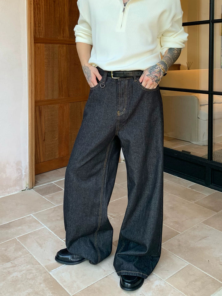 Jeans de pierna recta retro de corte holgado