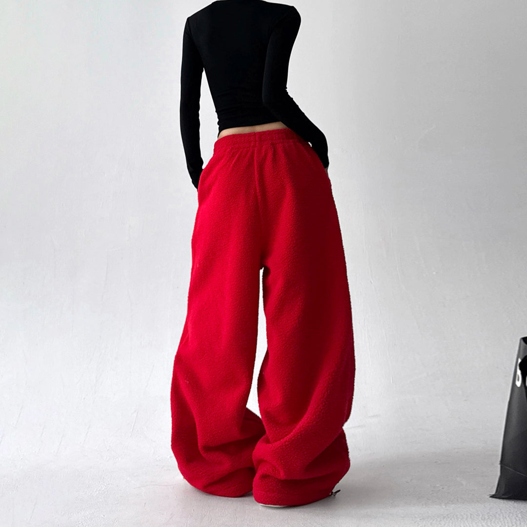 Polar Fleece Wide Leg Cuffed Pants