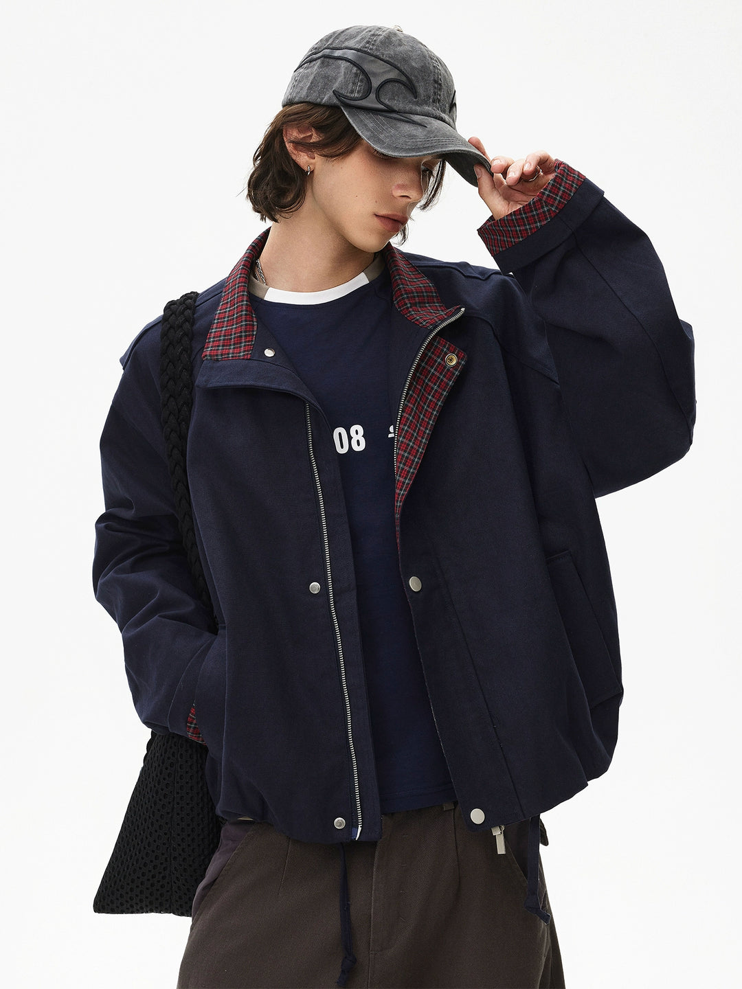 Veste Harrington à revers en couture rétro
