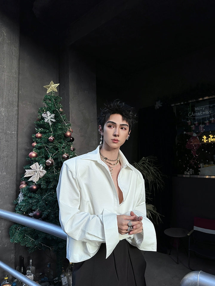 Long Sleeve Loose Fit Lapel Shirt