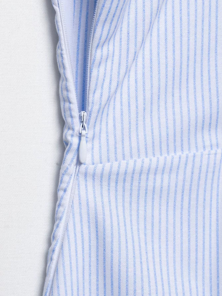 فستان ميدي بدون أكمام مزود بأزرار مخطط