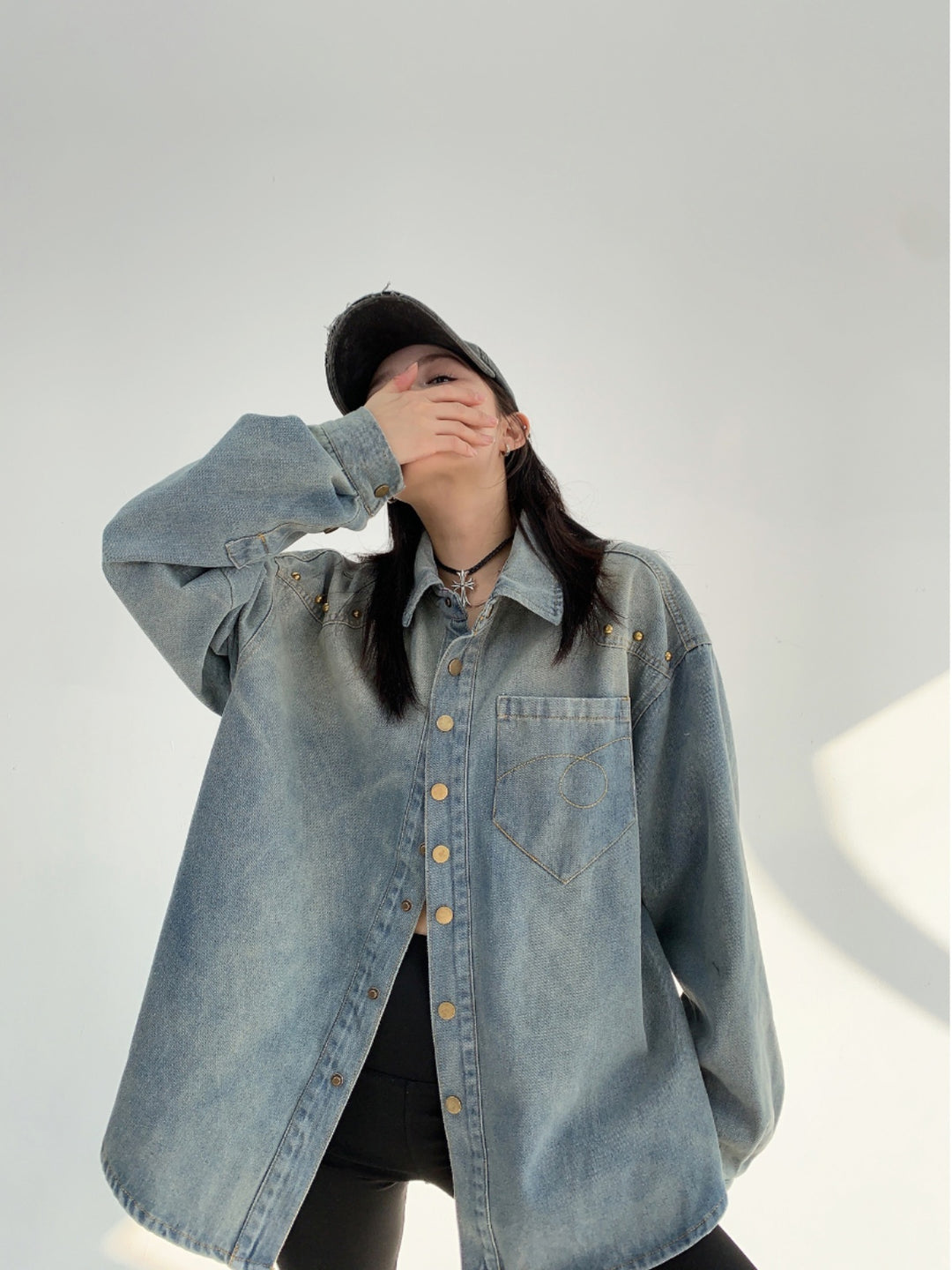 Rivet Long Sleeve Denim Shirt