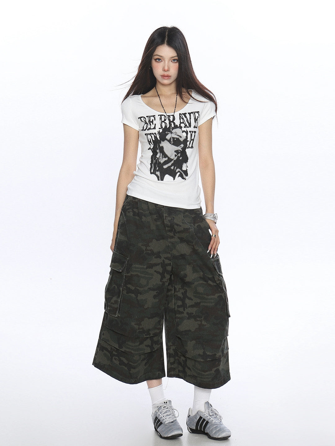 Portretprint Slim Fit Korte T-Shirt