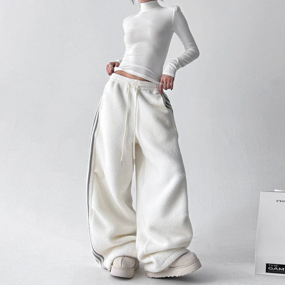 Lambskin Loose Warm Casual Straight Pants