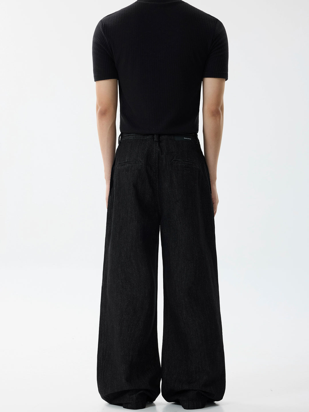 Pleated Wide-Leg A-Line Jeans