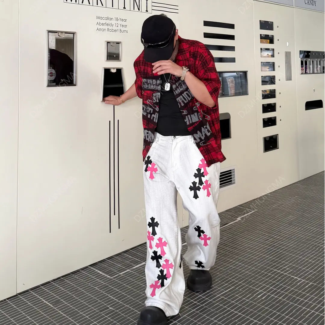 Oversized Plaid Short Sleeve Hip-Hop Shirt