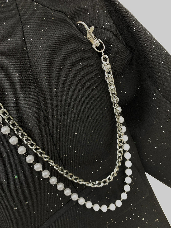 Zipper Detail Double-Breasted Casual Suit