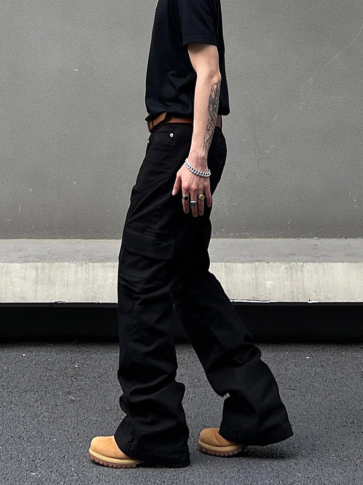 Multi-Pocket Flared Cargo Pants