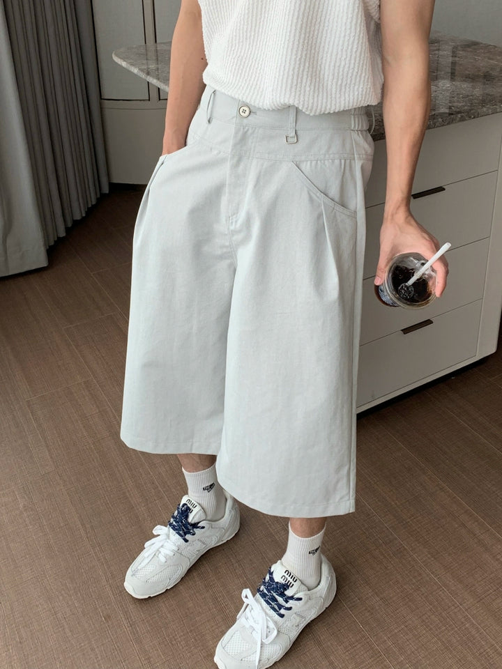 Wide-Leg Casual Knee-Length Shorts