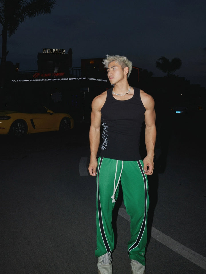 Retro Sleeveless Letter Print Slim Vest