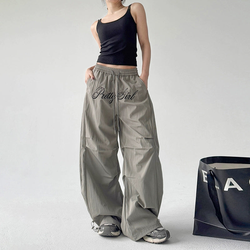 Embroidered Pleated Loose Wide-Leg Pants