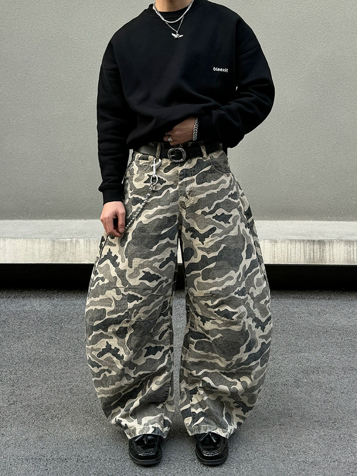 Baggy camouflage casual rechte broek