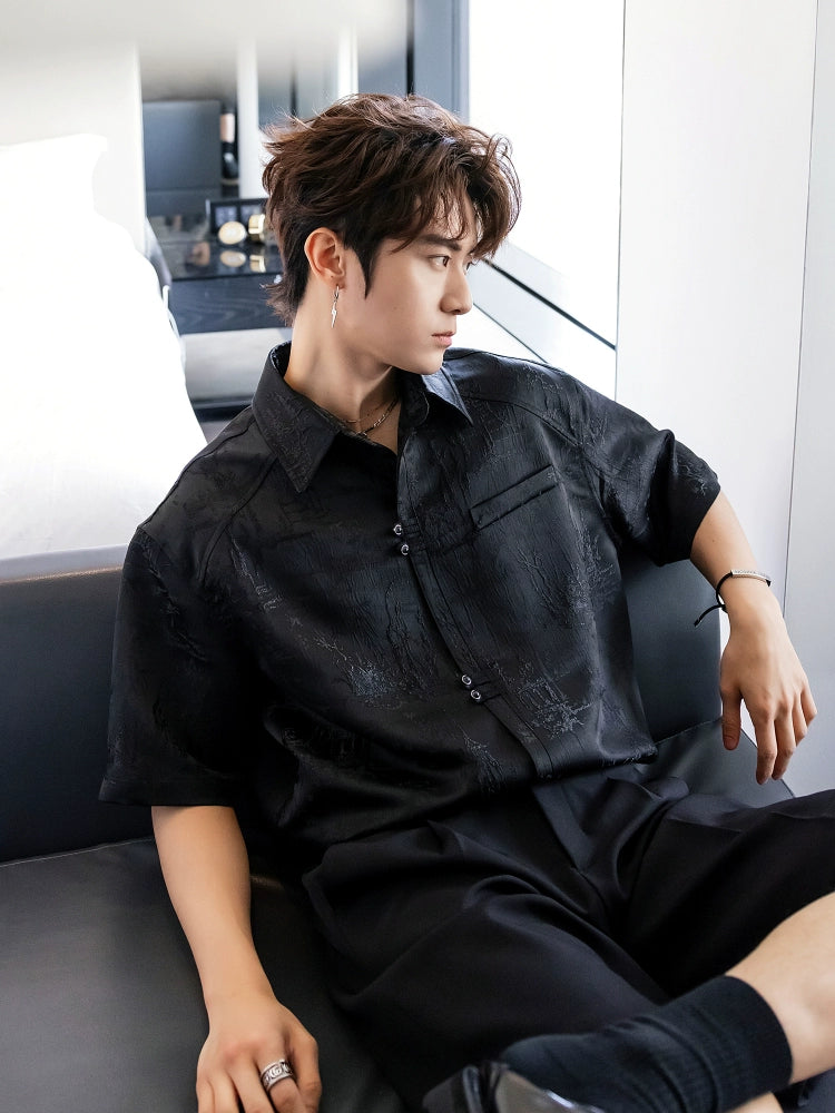 Printed Short Sleeve Button-Up Shirt